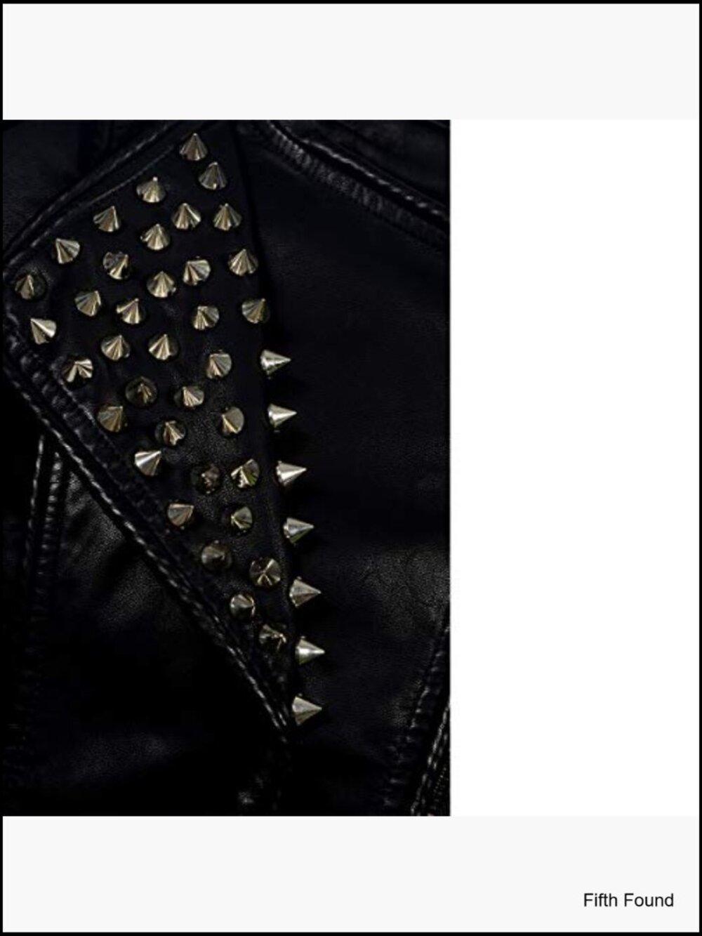 Faux Leather Biker Jacket with Rivets Slim Fit Streetwear Coat - Picture 4 of 6